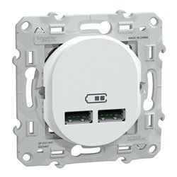 Double chargeur USB A+A - 10,5W - 5V - 2,1 A max Ovalis S320407 Blanc 