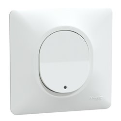 Poussoir à fermeture 10AX lumineux Led bleu basse conso Ovalis S321276 Blanc 
