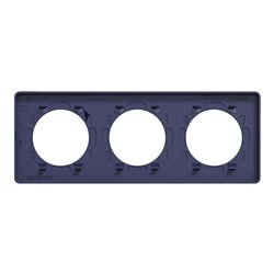 Plaque de finition Odace Touch S550806KY Kvadrat en tissus Ocre et liseré bleu cobalt 3 postes