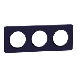 Plaque de finition Odace Touch S550806KC Kvadrat en tissus Roi et liseré bleu cobalt  3 postes