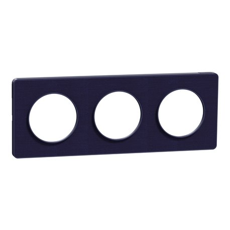 Plaque de finition Odace Touch S550806KC Kvadrat en tissus Roi et liseré bleu cobalt 3 postes Plaque de finition Odace Touch S550806KC Kvadrat en tissus Roi et liseré bleu cobalt 3 postes
