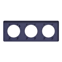 Plaque de finition Odace Touch S550806KC Kvadrat en tissus Roi et liseré bleu cobalt  3 postes