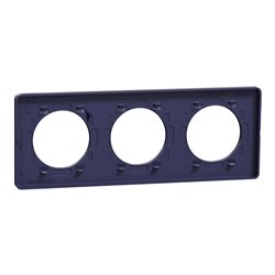 Plaque de finition Odace Touch S550806KC Kvadrat en tissus Roi et liseré bleu cobalt  3 postes