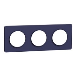 Plaque de finition Odace Touch S550806 Bleu cobalt 3 postes
