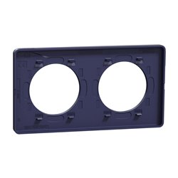 Plaque de finition Odace Touch S550804KY Kvadrat en tissus Ocre et liseré bleu cobalt 2 postes