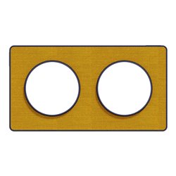 Plaque de finition Odace Touch S550804KY Kvadrat en tissus Ocre et liseré bleu cobalt 2 postes