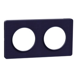 Plaque de finition Odace Touch S550804KC Kvadrat en tissus Roi et liseré bleu cobalt 2 postes