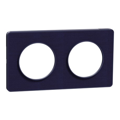Plaque de finition Odace Touch S550804KC Kvadrat en tissus Roi et liseré bleu cobalt 2 postes Plaque de finition Odace Touch S550804KC Kvadrat en tissus Roi et liseré bleu cobalt 2 postes