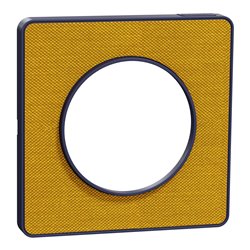 Plaque de finition Odace Touch S550802KY Kvadrat en tissus Ocre et liseré bleu cobalt 1 poste