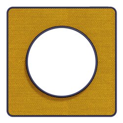 Plaque de finition Odace Touch S550802KY Kvadrat en tissus Ocre et liseré bleu cobalt 1 poste