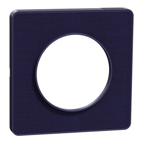 Plaque de finition Odace Touch S550802KC Kvadrat en tissus Roi et liseré bleu cobalt 1 poste Plaque de finition Odace Touch S550802KC Kvadrat en tissus Roi et liseré bleu cobalt 1 poste