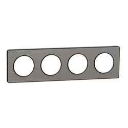 Plaque de finition Odace Touch S540808J Anthracite et aluminium brossé 4 postes