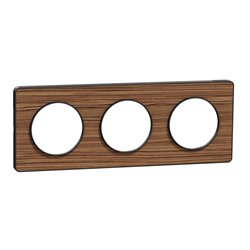Plaque de finition Odace Touch S540806P4 Anthracite et zingana 3 postes