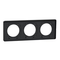 Plaque de finition Odace Touch S540806P4 Anthracite et zingana 3 postes