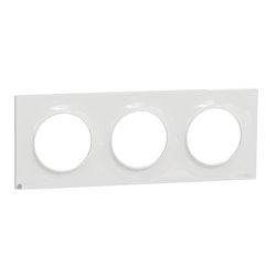 Plaque de finition Odace Styl S500706 Blanc antibactérien 3 postes