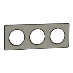 Plaque de finition Odace Touch S540806KG Kvadrat en tissus Perle et liseré anthracite 3 postes