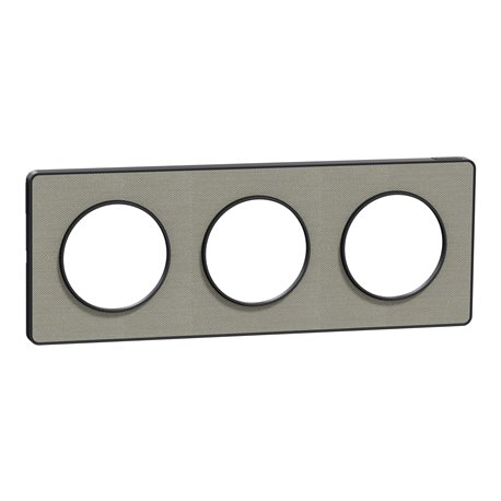 Plaque de finition Odace Touch S540806KG Kvadrat en tissus Perle et liseré anthracite 3 postes Plaque de finition Odace Touch S540806KG Kvadrat en tissus Perle et liseré anthracite 3 postes