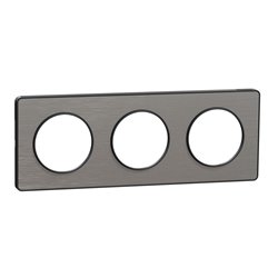 Plaque de finition Odace Touch S540806J Anthracite et aluminium brossé 3 postes