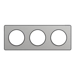 Plaque de finition Odace Touch S540806J Anthracite et aluminium brossé 3 postes