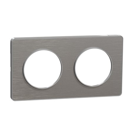 Plaque de finition Odace Touch S530804J Aluminium et aluminium brossé 2 postes Plaque de finition Odace Touch S530804J Aluminium et aluminium brossé 2 postes