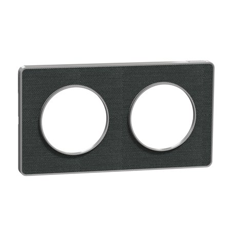 Plaque de finition Odace Touch S530804KB Kvadrat en tissus Ombre liseré aluminium 2 postes Plaque de finition Odace Touch S530804KB Kvadrat en tissus Ombre liseré aluminium 2 postes