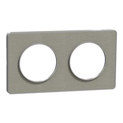 Plaque de finition Odace Touch S530804KG Kvadrat en tissus Perle liseré aluminium 2 postes