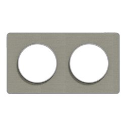 Plaque de finition Odace Touch S530804KG Kvadrat en tissus Perle liseré aluminium 2 postes