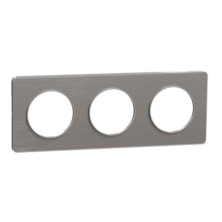 Plaque de finition Odace Touch S530806J Aluminium et aluminium brossé 3 postes Plaque de finition Odace Touch S530806J Aluminium et aluminium brossé 3 postes