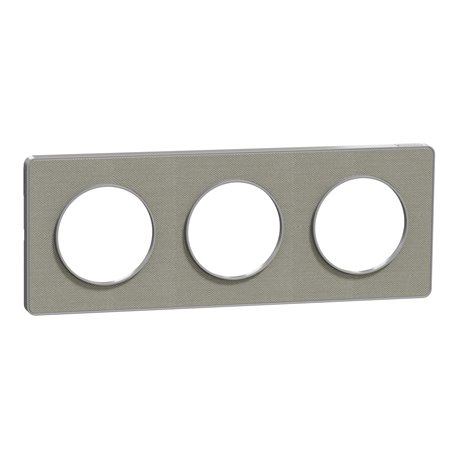 Plaque de finition Odace Touch S530806KG Kvadrat en tissus Perle liseré aluminium 3 postes Plaque de finition Odace Touch S530806KG Kvadrat en tissus Perle liseré aluminium 3 postes