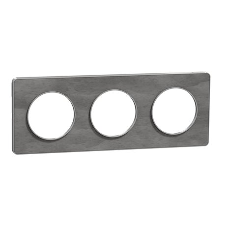 Plaque de finition Odace Touch S530806V Aluminium et ardoise 3 postes Plaque de finition Odace Touch S530806V Aluminium et ardoise 3 postes