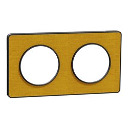 Plaque de finition Odace Touch S540804KY Kvadrat en tissus Ocre et liseré anthracite 2 postes