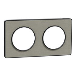 Plaque de finition Odace Touch S540804KG Kvadrat en tissus Perle et liseré anthracite 2 postes