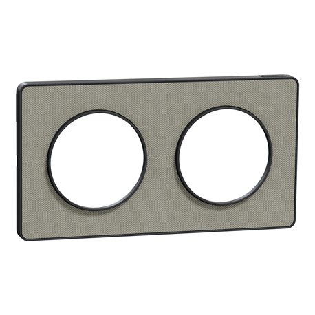 Plaque de finition Odace Touch S540804KG Kvadrat en tissus Perle et liseré anthracite 2 postes Plaque de finition Odace Touch S540804KG Kvadrat en tissus Perle et liseré anthracite 2 postes