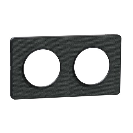Plaque de finition Odace Touch S540804KB Kvadrat en tissus Ombre et liseré anthracite 2 postes Plaque de finition Odace Touch S540804KB Kvadrat en tissus Ombre et liseré anthracite 2 postes