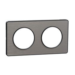 Plaque de finition Odace Touch S540804J Anthracite et aluminium brossé 2 postes