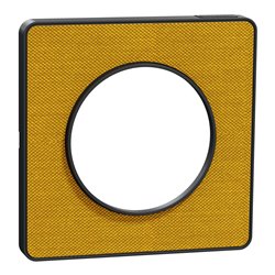 Plaque de finition Odace Touch S540802KY Kvadrat en tissus Ocre et liseré anthracite 1 poste