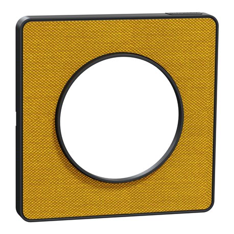 Plaque de finition Odace Touch S540802KY Kvadrat en tissus Ocre et liseré anthracite 1 poste Plaque de finition Odace Touch S540802KY Kvadrat en tissus Ocre et liseré anthracite 1 poste