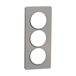 Plaque de finition Odace Touch S530816 Aluminium 3 postes verticaux