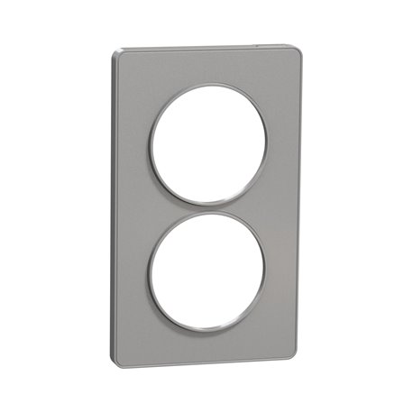 Plaque de finition Odace Touch S530814 Aluminium 2 postes verticaux Plaque de finition Odace Touch S530814 Aluminium 2 postes verticaux