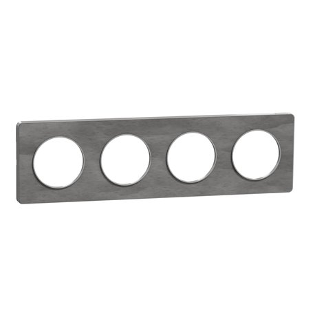 Plaque de finition Odace Touch S530808V Aluminium et ardoise 4 postes Plaque de finition Odace Touch S530808V Aluminium et ardoise 4 postes