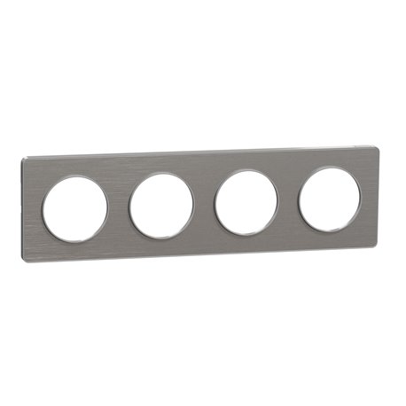 Plaque de finition Odace Touch S530808J Aluminium et aluminium brossé 4 postes Plaque de finition Odace Touch S530808J Aluminium et aluminium brossé 4 postes
