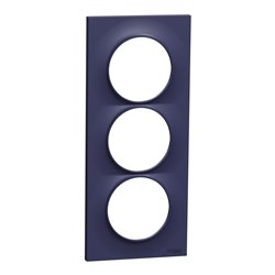 Plaque de finition Odace Styl S550716 Bleu cobalt 3 postes verticaux