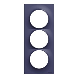 Plaque de finition Odace Styl S550716 Bleu cobalt 3 postes verticaux