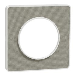 Plaque de finition Odace Touch S520802KG Kvadrat en tissus Perle et liseré blanc 1 poste