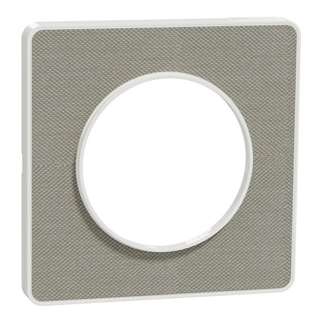 Plaque de finition Odace Touch S520802KG Kvadrat en tissus Perle et liseré blanc 1 poste Plaque de finition Odace Touch S520802KG Kvadrat en tissus Perle et liseré blanc 1 poste