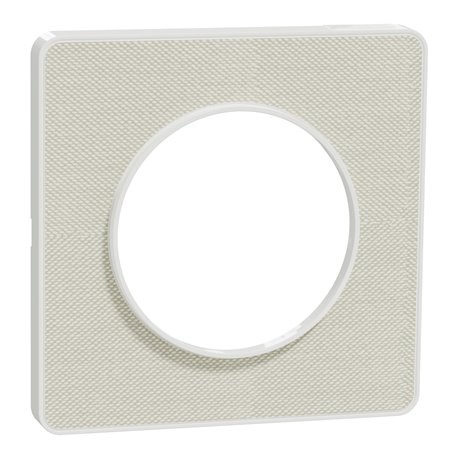 Plaque de finition Odace Touch S520802KW Kvadrat en tissus Craie et liseré blanc 1 poste Plaque de finition Odace Touch S520802KW Kvadrat en tissus Craie et liseré blanc 1 poste