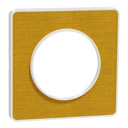 Plaque de finition Odace Touch S520802KY Kvadrat en tissus Ocre et liseré blanc 1 poste