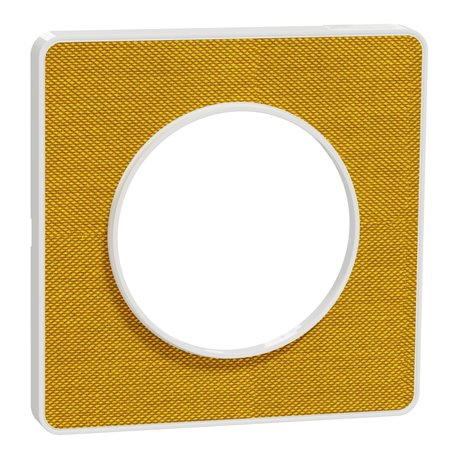 Plaque de finition Odace Touch S520802KY Kvadrat en tissus Ocre et liseré blanc 1 poste Plaque de finition Odace Touch S520802KY Kvadrat en tissus Ocre et liseré blanc 1 poste