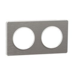 Plaque de finition Odace Touch S520804J Aluminium brossé et blanc 2 postes