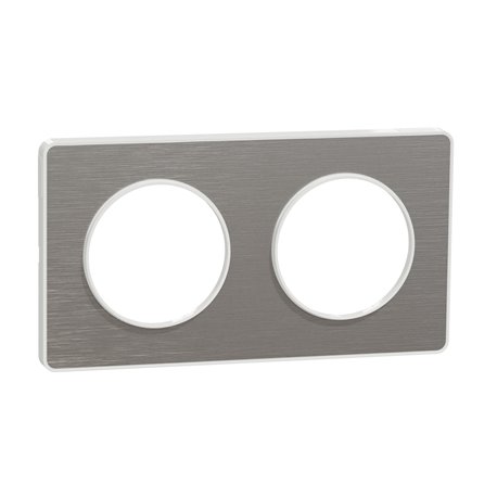 Plaque de finition Odace Touch S520804J Aluminium brossé et blanc 2 postes Plaque de finition Odace Touch S520804J Aluminium brossé et blanc 2 postes